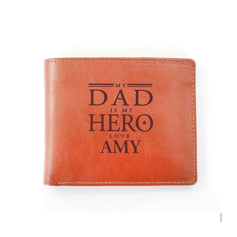 Personalised - My Dad is My Hero Tan Wallet